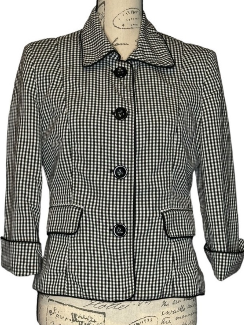 Tribella Black & White Gingham Jacket with Pink Lining